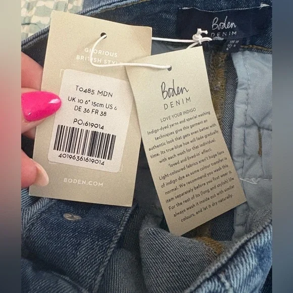 NWT Boden Fife High Rise Denim Shorts Blue Sailor Button Front Size 6 Nautical - Picture 5 of 6